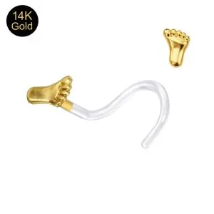 Bio-Plast Nose Screw with Foot Shaped 14K Gold Head