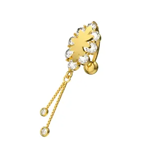 14K Yellow Gold Reverse Italian Horn Dangling Belly Ring