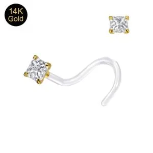 Bio-Plast Nose Screw with 14K Gold Square Head
