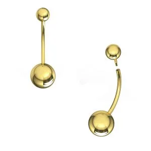 14K Yellow Gold Internally Threaded Belly Bar