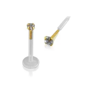 Bio Flex Lip Labret with 14K Gold Head with Round Stone