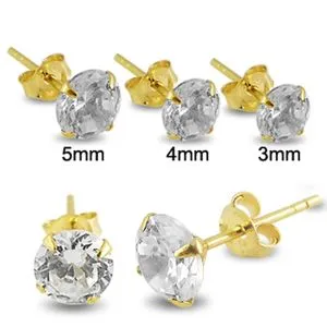 14K Yellow Gold CZ Ear Stud