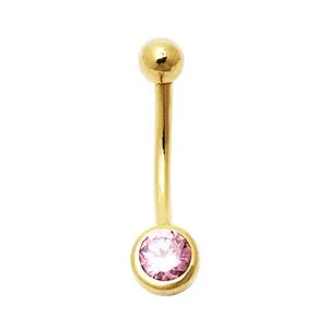 5mm Jewel Embedded 14K Gold Belly Ring
