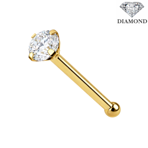 14K Gold Genuine Diamond ball End Nose Pin