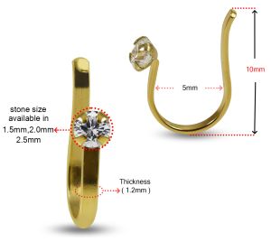 14K Yellow Gold CZ Jeweled Fake Non Piercing Cuff Jewelry