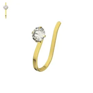 9K Yellow Gold CZ Jeweled Fake Non Piercing Cuff Jewelry