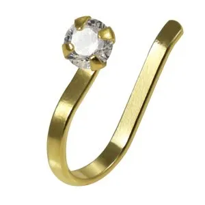 14K Yellow Gold CZ Jeweled Fake Non Piercing Cuff Jewelry