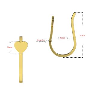 14K Yellow Gold Plain Heart Fake Non Piercing Cuff Jewelry
