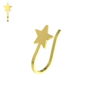 9K Yellow Gold Star Fake Non Piercing Cuff Jewelry