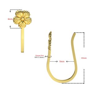 14K Yellow Gold Floral Fake Non Piercing Cuff Jewelry