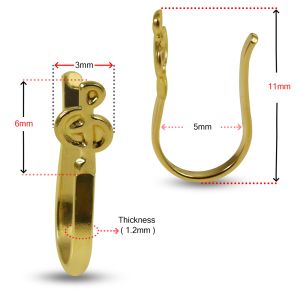 9K Yellow Gold Treble Clef Fake Non Piercing Charm Cuff Jewelry