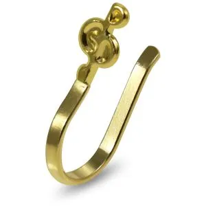 14K Yellow Gold Treble Clef Fake Non Piercing Charm Cuff Jewelry