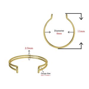 14K Yellow Gold Simple Non piercing Nose Cuff Clip 