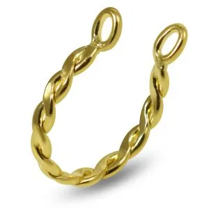 9K Yellow Gold Twisted Elegant Non Piercing Cuff Jewelry