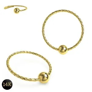 14K Gold Laser Cut BCR Nose Hoop Ring