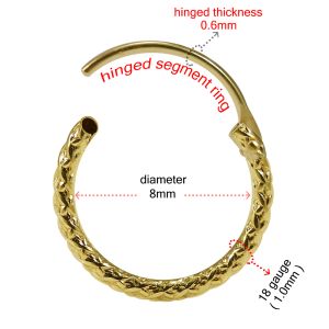 9K Gold Laser Cut Hinged Hoop Ring for Nose and Ear