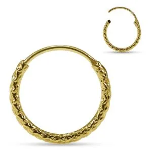 14K Gold Laser Cut Hinged segment Hoop Ring for Nose and Ear
