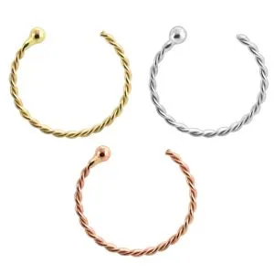 14K Gold Twister Hoop Ring