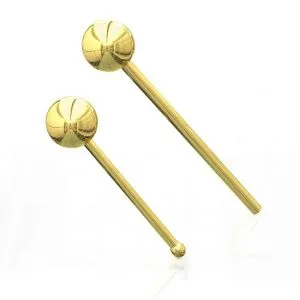 14K Gold Plain Ball Top Nose Pin