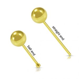 14K Gold Plain Ball Top Nose Pin