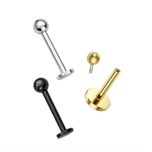 16G Internally Threaded Surgical Steel Ball Top Labret Stud