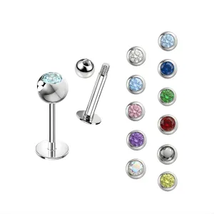 16g Labret With 3mm Jeweled Ball