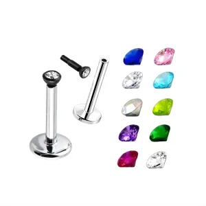 16G Steel Labret with Jeweled Drum