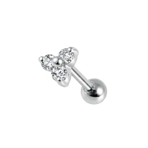 925 Sterling Silver Tri CZ Jeweled Cartilage Tragus Piercing Ear Stud