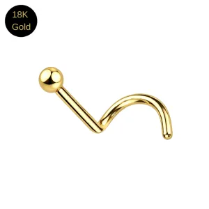 18K Yellow Gold Ball Top Nose Screw Piercing (22G)