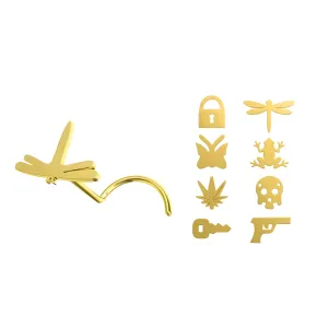 20G Gold Anodized Surgical Steel Casting Tiny Logos Nose Screw Stud