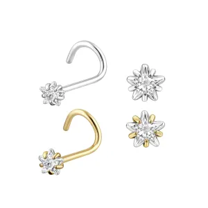 20G Surgical Steel Star CZ Stone Nose Screw Stud