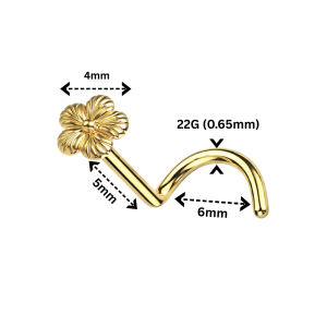 9K Yellow Gold Flower Top Nose Screw (22G)