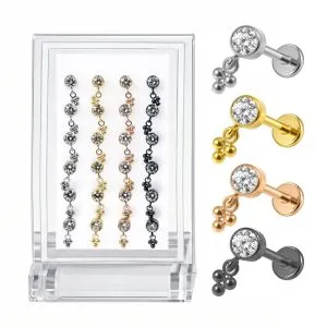 24pcs G23 Titanium Dangling Balls Labret Display Kit-Assorted Colors