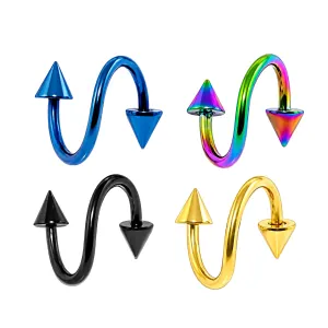 316L Surgical steel Anodised Spiral with Cones