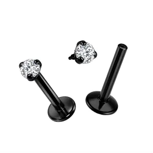 316L Surgical Steel Black Anodized Labret with Round CZ Jeweled Top Piercing jewellery