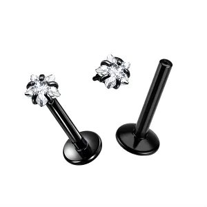 316L Surgical Steel Black Anodized Labret with Star CZ Jeweled Top  Piercing