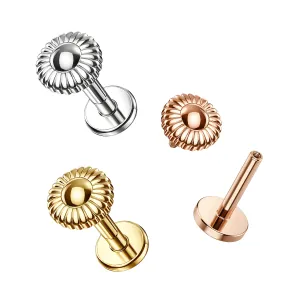 316L Surgical Steel Chamomile flower Design Internally Threaded Top with Flat Back Labret