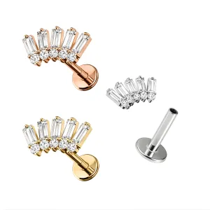 316L Surgical Steel Crown Design Internally Threaded Top with Flat Back Labret