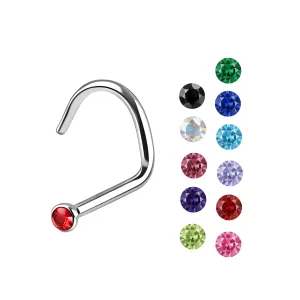 316L Surgical Steel CZ jeweled 20G 6mm Length Nose screw stud