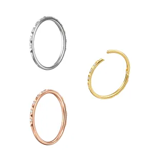 316L Surgical Steel CZ Jeweled Hinged Septum Clicker Ring