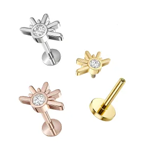 316L Surgical Steel CZ Jeweled Sunset Internally Threaded Tragus Helix Cartilage Piercing