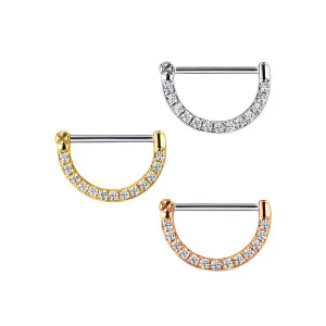 316L Surgical Steel CZ Paved Crescent Nipple Clicker