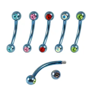 316L Surgical Steel Eyebrow Banana  Ball With stone