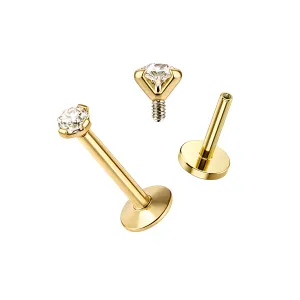 316L Surgical Steel Gold Anodized CZ Jeweled Top Labret Piercing