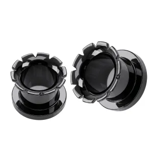 316L Surgical Steel Hollow Grooved Flared Front Screw Fit Flesh Tunnel