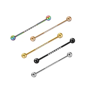 316L Surgical Steel Industrial Barbell with 8 Zircons Ear Piercing