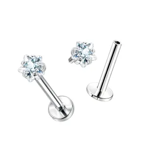316L Surgical Steel Labret with Star CZ Jeweled Top Piercing Jewellery