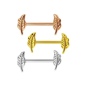 316L Surgical Steel Laurel Leaf Nipple Barbell
