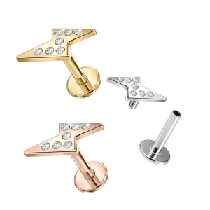 316L Surgical Steel Multi CZ Jeweled Flash Internally Threaded Tragus Piercing