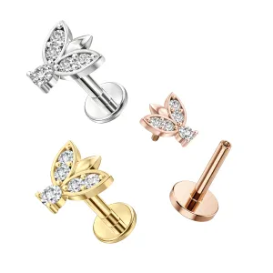 316L Surgical Steel Multi CZ Jeweled Insect Internally Threaded Tragus Piercing